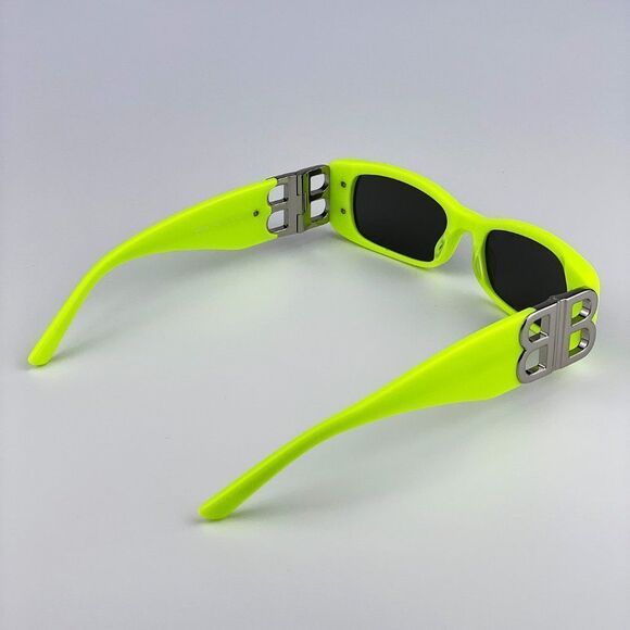 Balenciaga  BB0096S 008 Sunglasses Yellow Silver Logo Grey Rectangle Unisex main image 6
